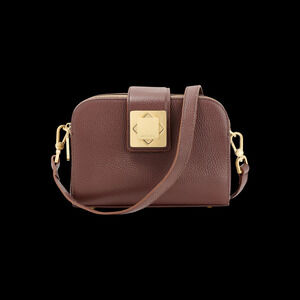 Arcadia Leather Turn Lock Giordana Crossbody Mocha